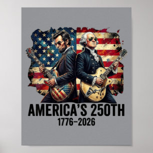 Póster Padre Fundador Abe Lincoln Tocando Guitarra 250