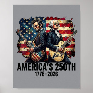 Póster Padre Fundador Abe Lincoln Tocando Guitarra 250