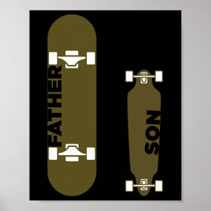Póster Padre Hijo Patinador Patineta Patinar Tabla de Pat