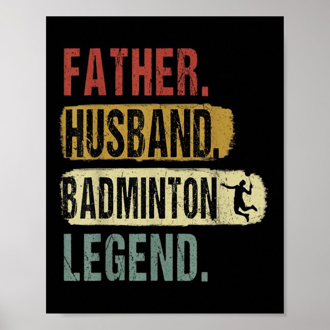 Póster Padre Marido Leyenda Badminton Fath (Frente)