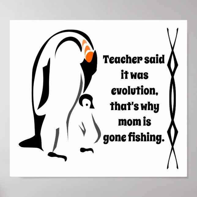 Póster Padre pingüino emperador de pie con hijo (Frente)