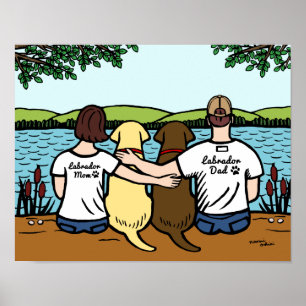 Póster Padres del chocolate y los labradores amarillos