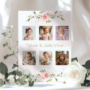 Póster Padres florales para la ducha de bebé