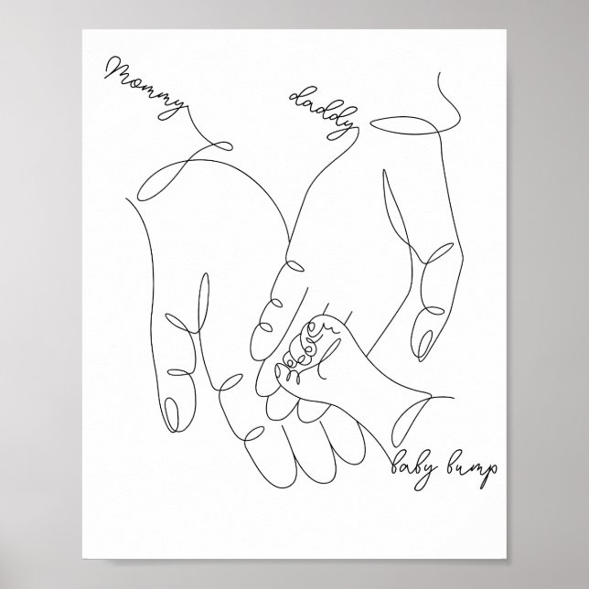Póster Padres y bebés tomados de la mano (Frente)