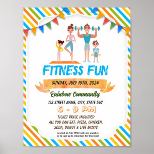 Póster Padres y niños fitness poster de volante nocturno