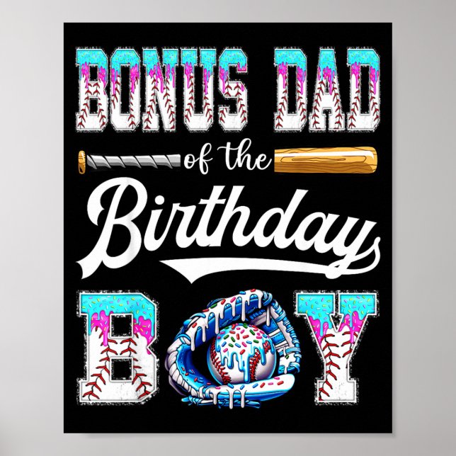 Póster Padrino De Cumpleaños Del Niño De Baseball Helado  (Frente)