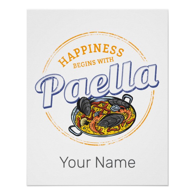 Póster Paella Snack Vintage España Paella Pan Souvenir (Anverso)