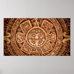 Póster Pagan ornament of a tribe Maya texture