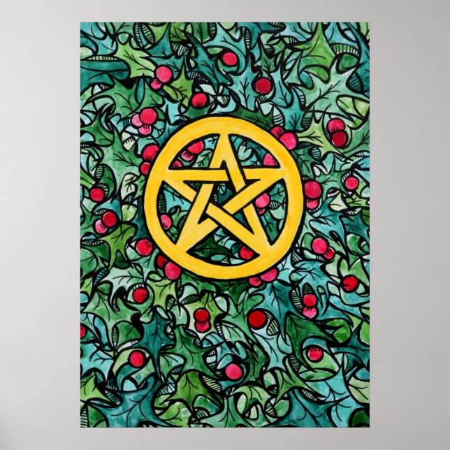 Póster Pagan Yule Pentagram (Frente)