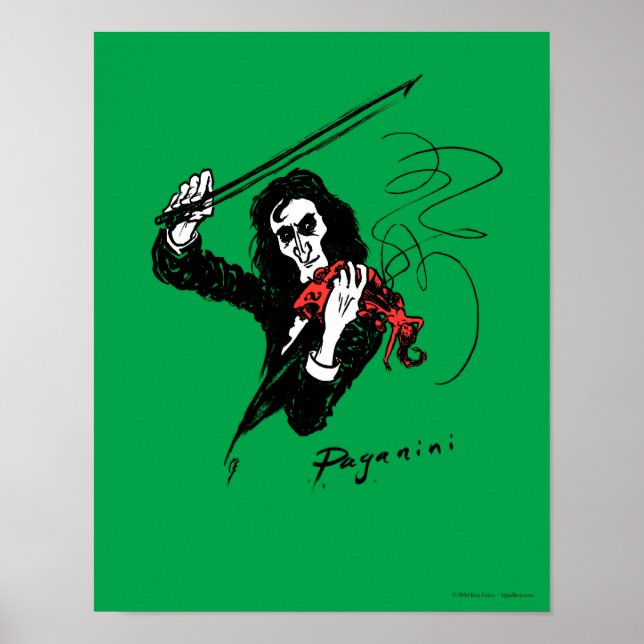 Póster Paganini con poster de violín 11"x14" (Frente)