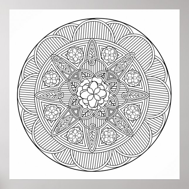 Póster Página Begonia Flowers Flower Art Mandala Colour (Frente)