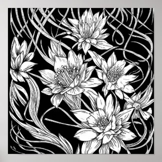 Póster Página Color de tinta floral de la naturaleza de l