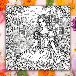 Póster Página Color Me | Princesa bonito y Castillo