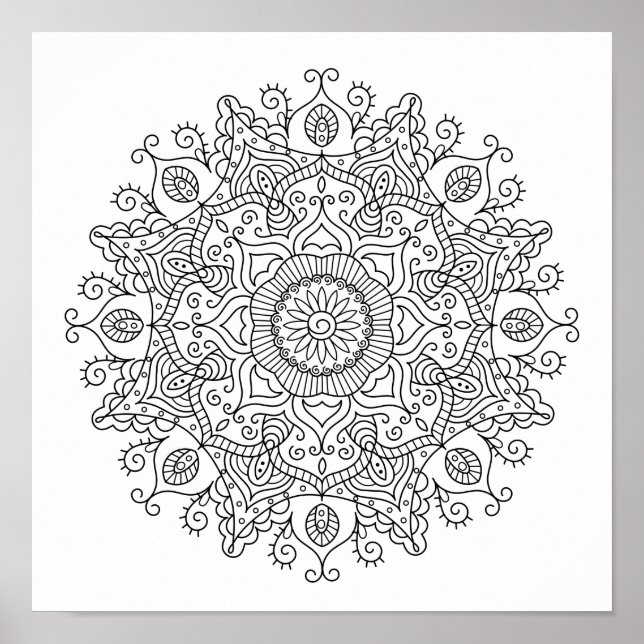Póster Página de color Mandala marroquí (Frente)
