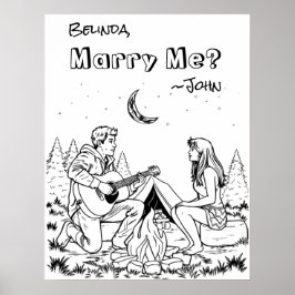 Póster Página de color romántico | Cásate conmigo?