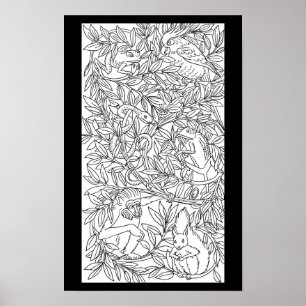 Póster página de coloreado de dibujos animados Naturaleza
