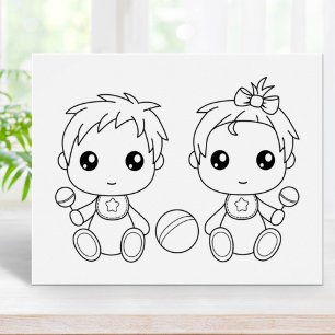 Póster Página de Colores de Chica de Twins Baby Boy