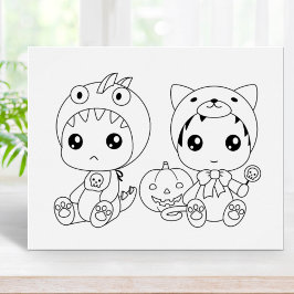 Póster Página de Colores de Disfraces para Dragón de Gato