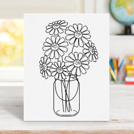 Póster Página de Colores de Flores de Mason Jar Daisy