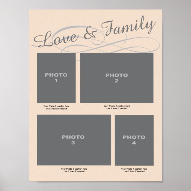 Póster Página de fotos conmemorativas: Amor y familia (Frente)