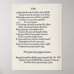 Póster Página de las epigramas griegas de Ángel