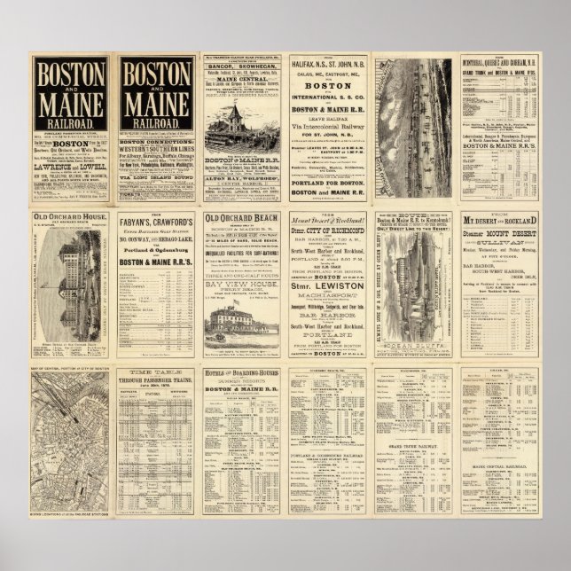 Póster Página de texto de Boston y Maine Railroad (Frente)