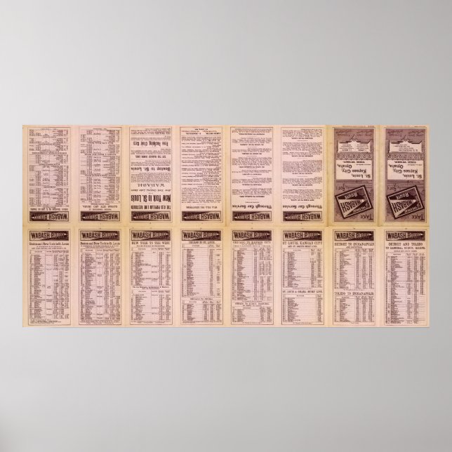 Póster Página de texto Ruta de Wabash grande (Frente)