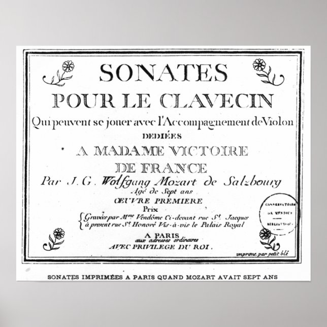 Póster Página de título de "Sonates pour le clavecin" (Frente)