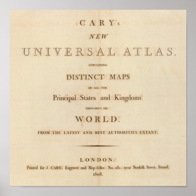Póster Página de título del nuevo atlas universal (Frente)
