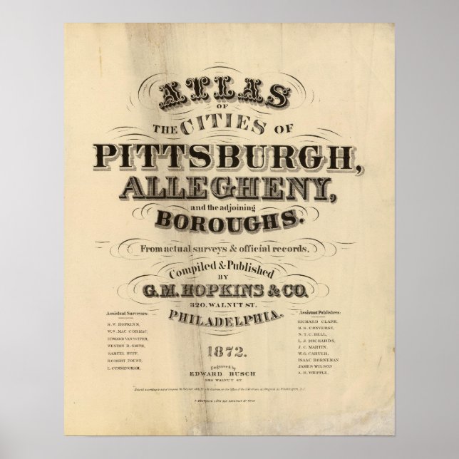 Póster Página de título Pittsburgh, atlas Allegheny (Frente)
