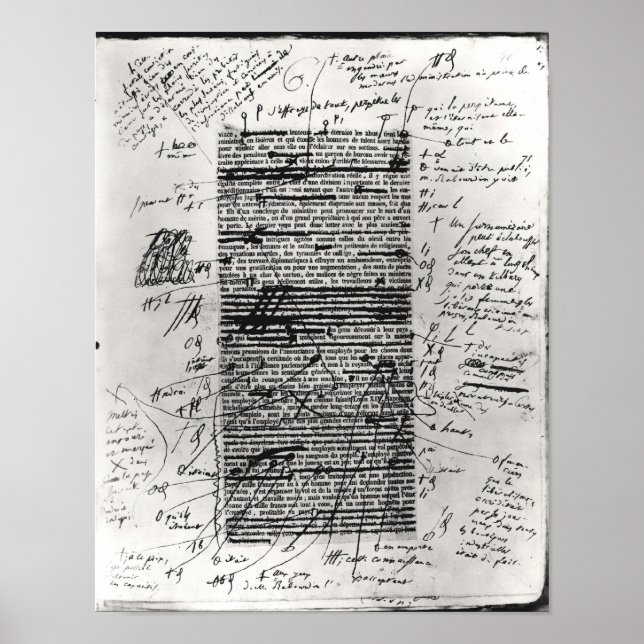 Póster Página de uno de los trabajos de Balzac (Frente)