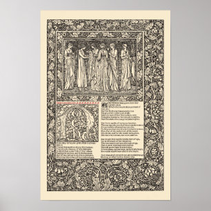 Póster Página de William Morris Kelmscott Press Chaucer