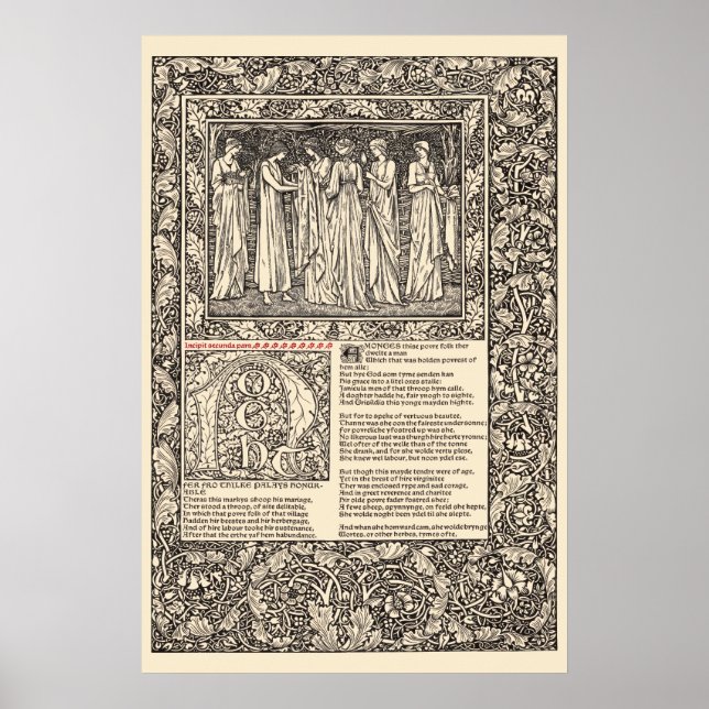 Póster Página de William Morris Kelmscott Press Chaucer (Frente)