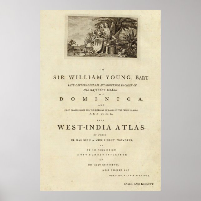 Póster Página Dedicación del atlas de la India Occidental (Frente)