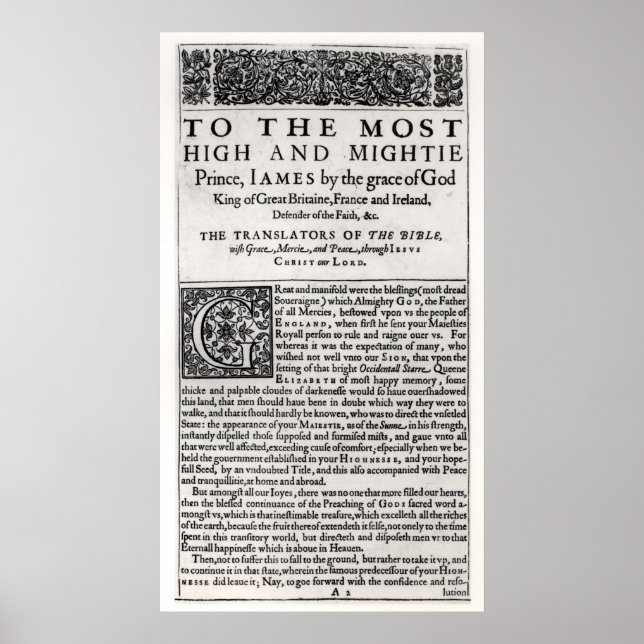 Póster Página Dedicación en 'La Santa Biblia' (Frente)