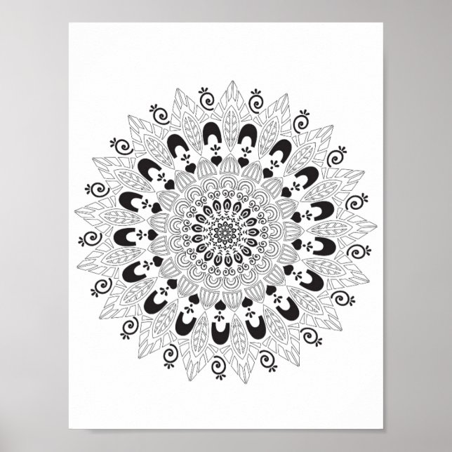 Póster Página Diseño de Flores de Mandala (Frente)