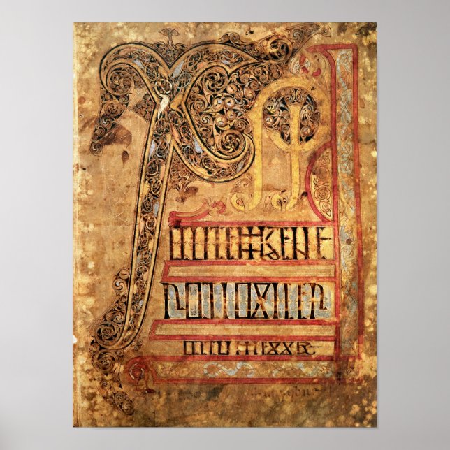 Póster Página inicial de Lichfield Gospels, c.720 (Frente)