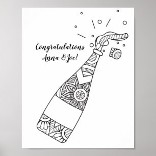 Póster Página para colorear botella de champán