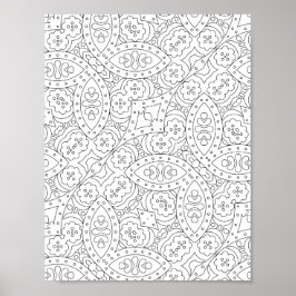 Póster Página para colorear con patrón de azulejos floral