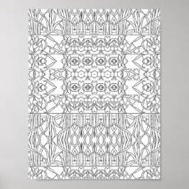 Póster Página para colorear con patrón de borde floral Ar