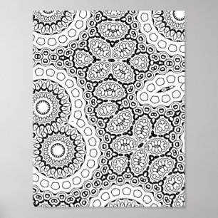 Póster Página para colorear con patrón de mosaico de mand