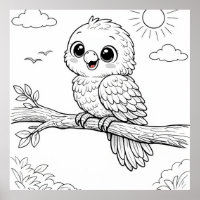 Página para colorear de guardería de loros para ni
