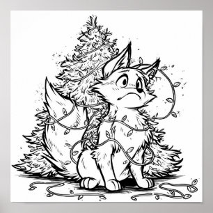 Póster Página para colorear del pepino de Navidad de Flic