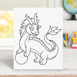 Póster Página para colorear dragón chino