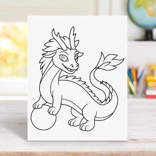 Póster Página para colorear dragón chino