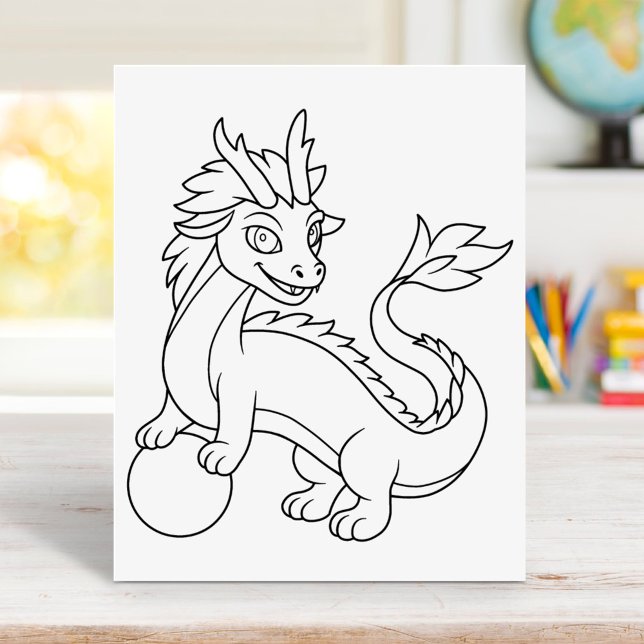 Póster Página para colorear dragón chino (Subido por el creador)