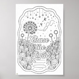 Póster Página para colorear el título de Persigue la Luz