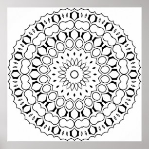 Póster Página para colorear mandala circular fácil con an