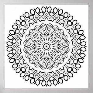 Póster Página para colorear Mandala con capas de anillo d