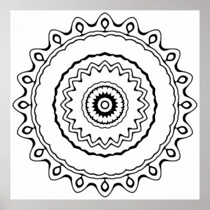 Póster Página para colorear mandala de anillo simple para